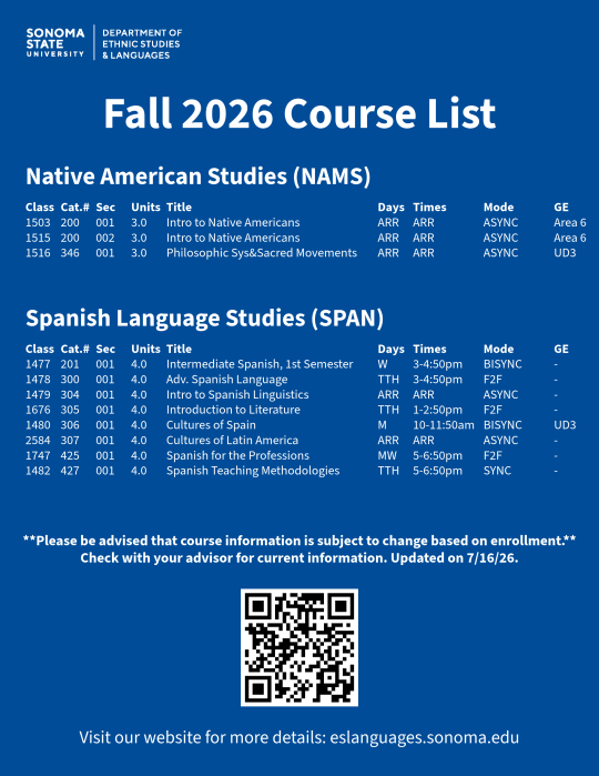 Fall 2026 Course List